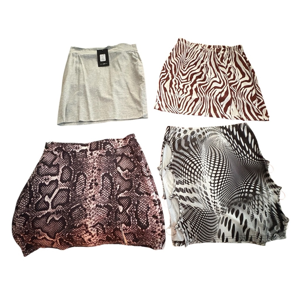 Stylish Women's Skirt Set - Gray, Brown, Black, White